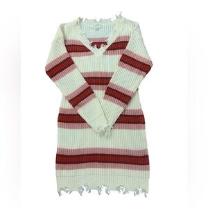 Distressed V-Neck Sweater Dress Women’s M